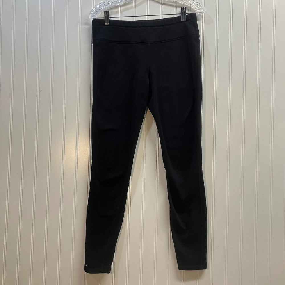 Athleta Womens Black Fleece Lined Leggings Mid Rise Back Zip Pocket Size Medium